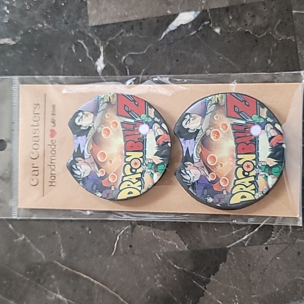 Tazo DragonBall Z Handmade Reuseable Neoprene Set of 2 Car Cup Holder Coasters